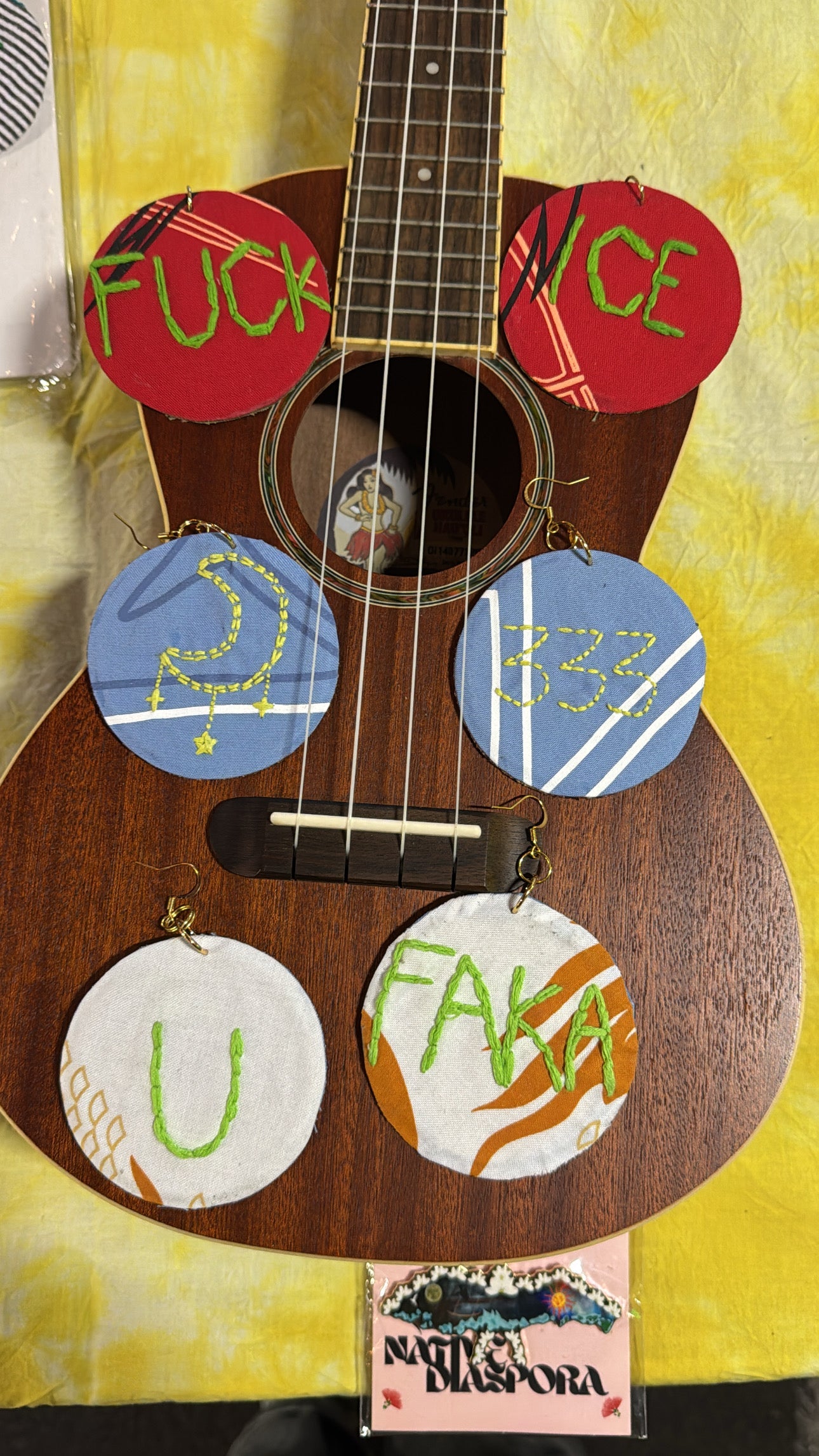Up-cycled hand stitched Sig Zane fabric earrings