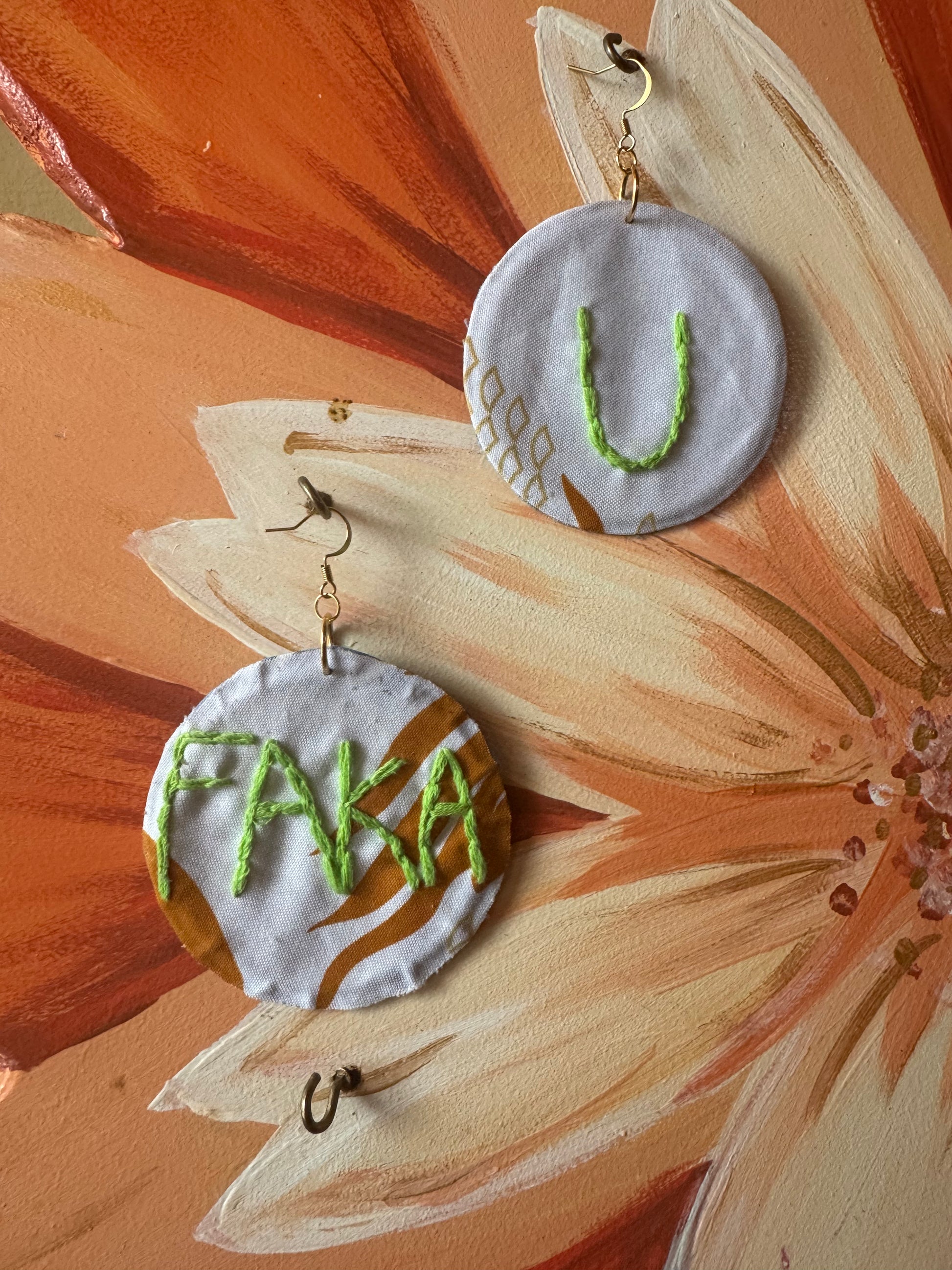 U Faka hand stitched Up-cycled Earrings