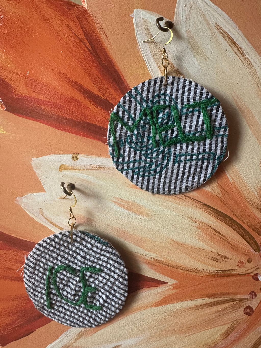 Melt Ice Hand Stitched Up-cycled Earrings