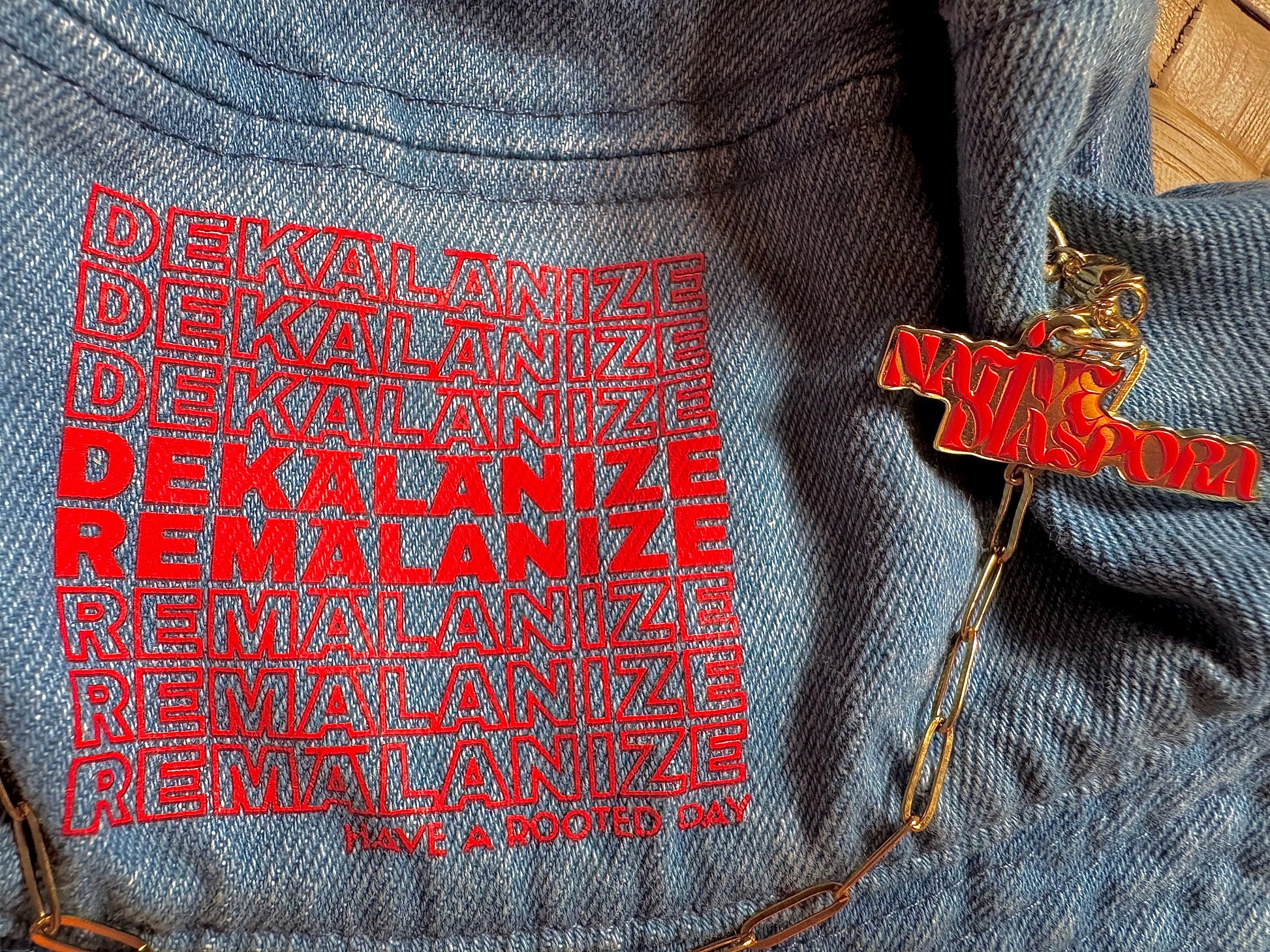 Denim Bucket Hat (Red)