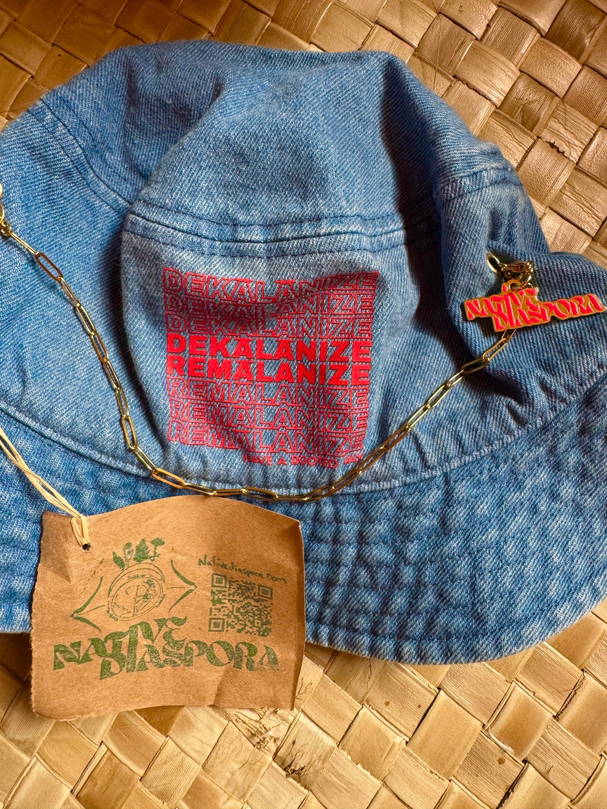 Denim Bucket Hat (Red)